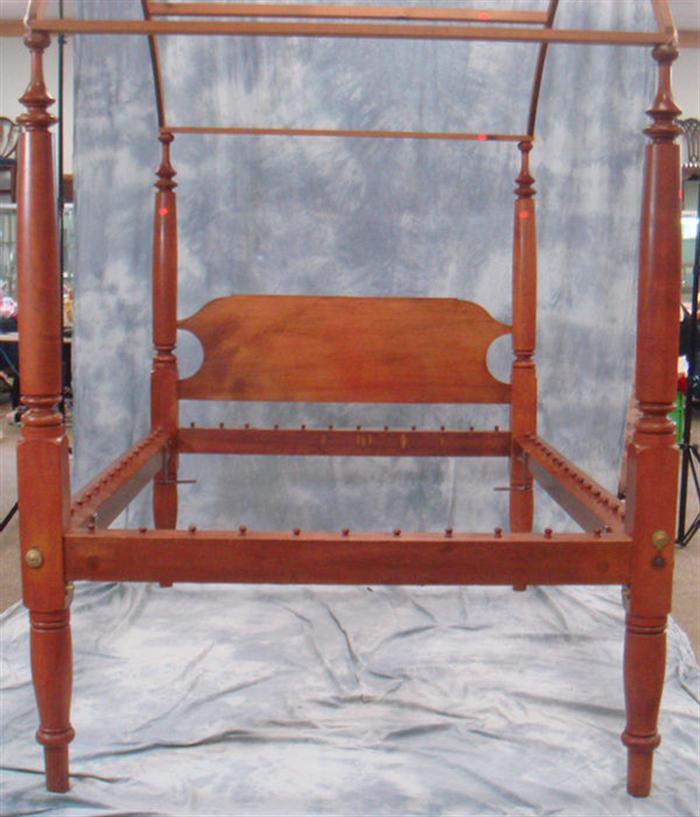 Appraisal: Poplar post canopy bed remants of old red stained finish