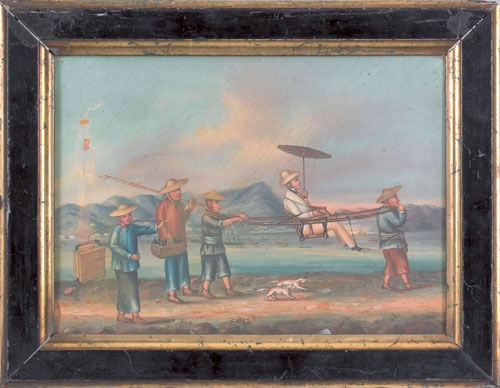 Appraisal: China Trade oil on canvas early th c depicting a