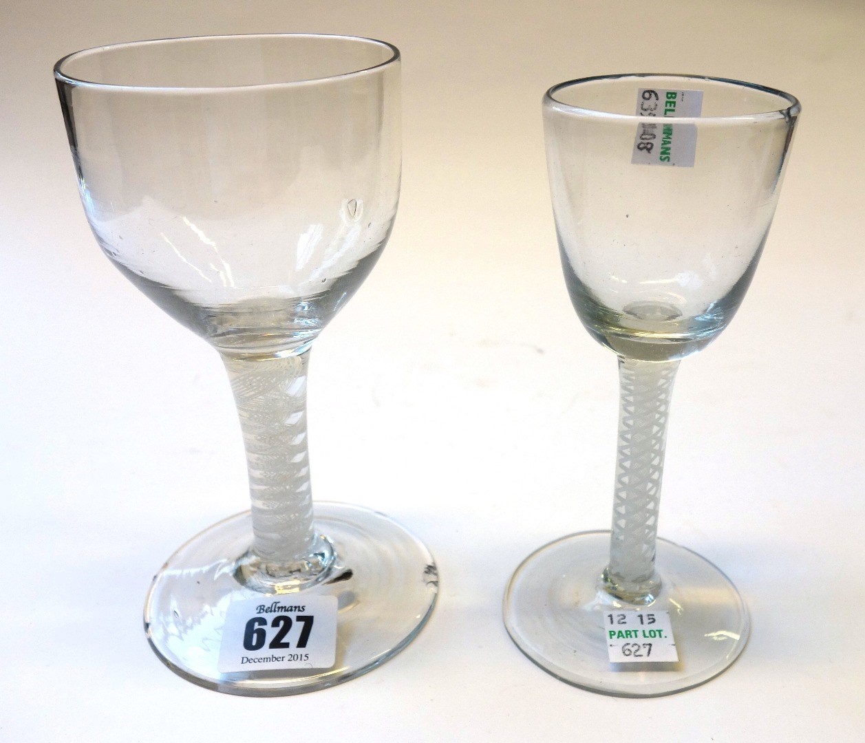 Appraisal: An English wine glass circa with large ogee bowl double