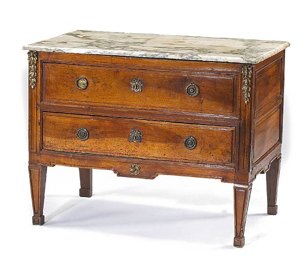 Appraisal: A Louis XVI gilt bronze mounted walnut commode fourth quarter