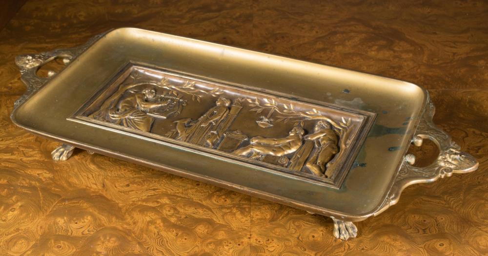 Appraisal: FERDINAND LEVILLAIN FRENCH - rectangular tray with a classical figures