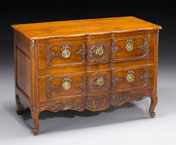 Appraisal: A R gence walnut commode early th century The serpentine