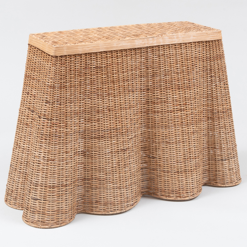 Appraisal: Contemporary Metal and Natural Rattan 'Ripple' Console Table Attributed To