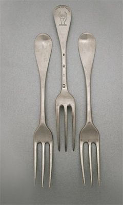 Appraisal: A set of three George I Scottish table forks crest