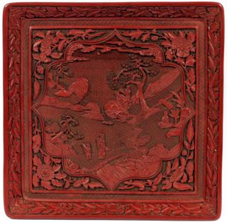 Appraisal: CHINESE CINNABAR TRAY CHINESE CINNABAR TRAY H L D A