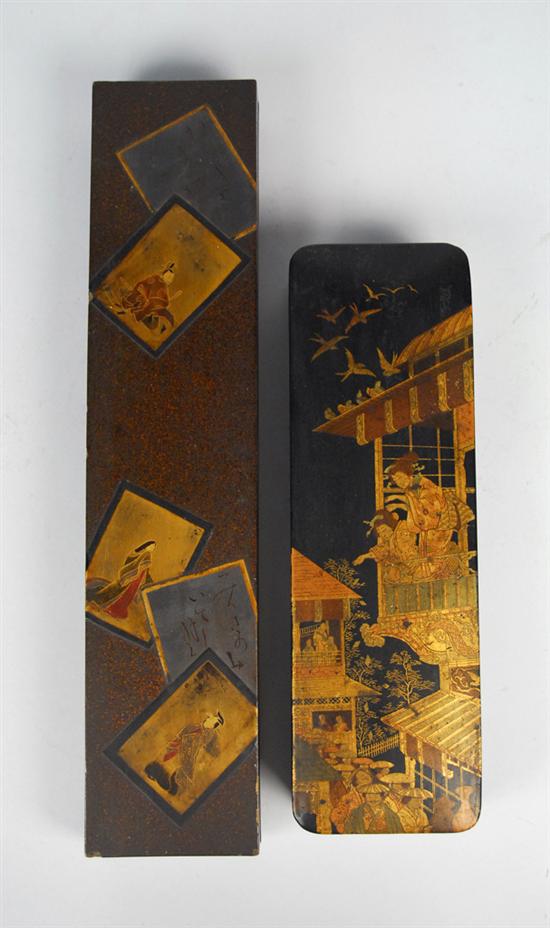 Appraisal: TWO JAPANESE LACQUER DOCUMENT BOXES height of larger inches