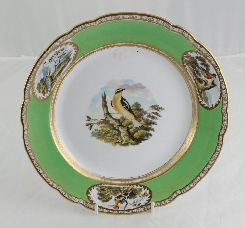 Appraisal: A named plate finely painted a Winchat and three birds