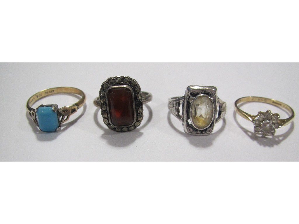 Appraisal: Lot comprising a ct gold and silver turquoise set ring