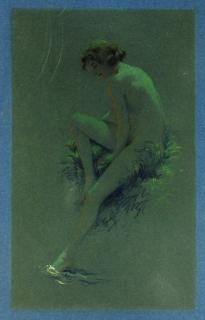 Appraisal: George Tobin Art Nouveau Colored Pencil Nude Study VERMONT -