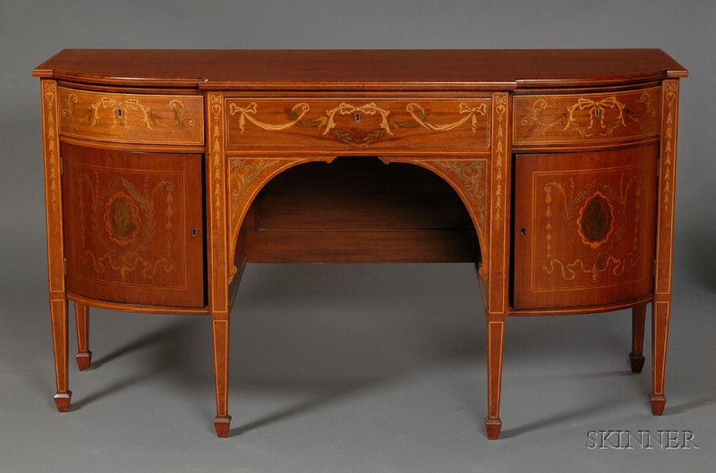 Appraisal: Edwardian Marquetry Inlaid Mahogany Sideboard early th century inlaid with