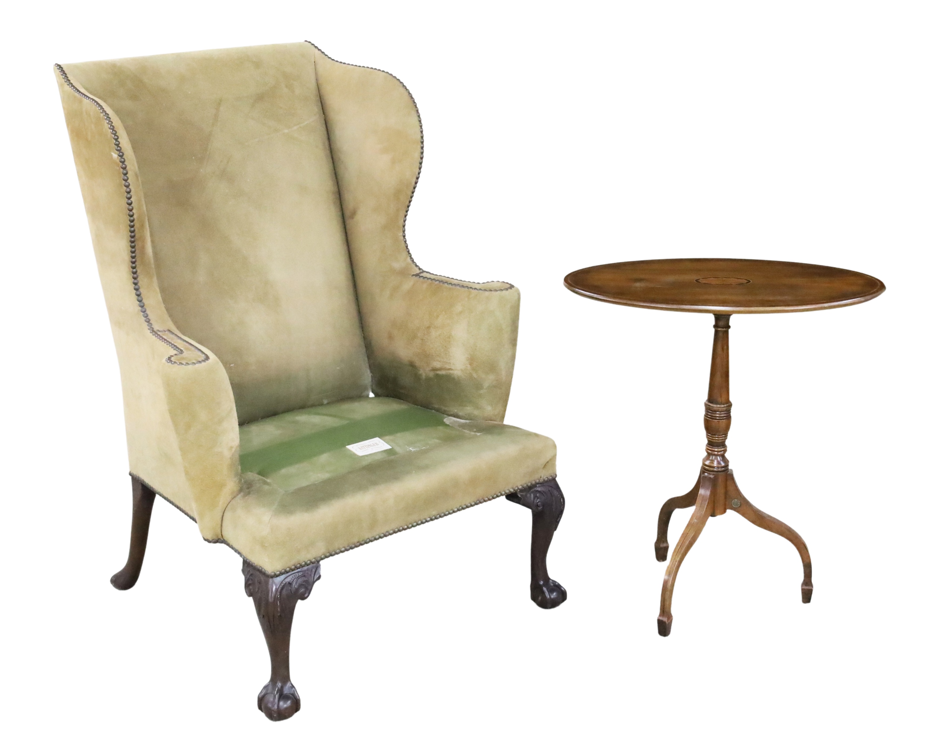 Appraisal: AMERICAN KITTINGER CHIPPENDALE STYLE WING CHAIR American Kittinger Chippendale style