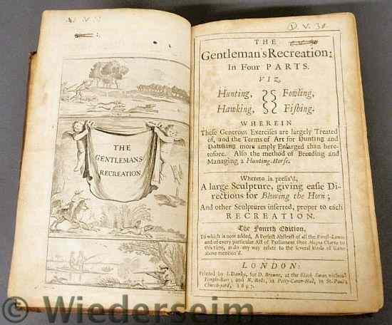 Appraisal: Early leather-bound book- The Gentleman's Recreation in Four Parts- Hunting