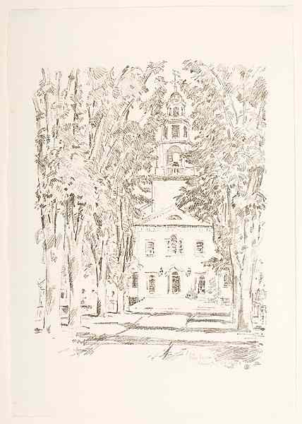 Appraisal: Childe Hassam American - Colonial Church Gloucester Lithograph titled Colonial