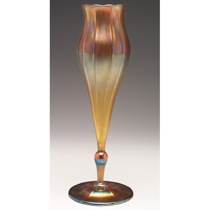 Appraisal: L C Tiffany vase large floriform in gold favrile glass