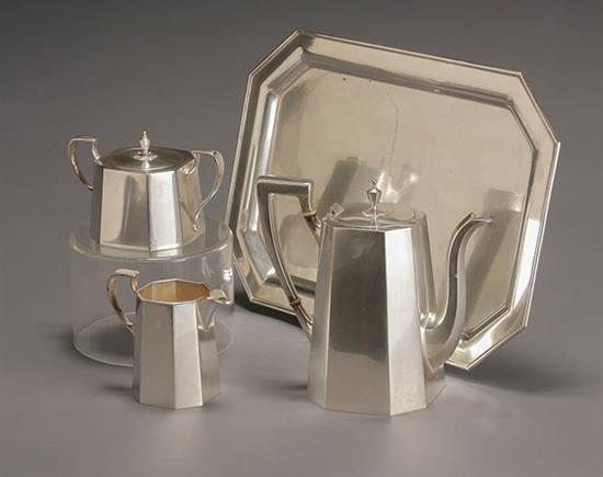 Appraisal: Redlich Co Art Deco Sterling Three-Piece Tea Set and Tray