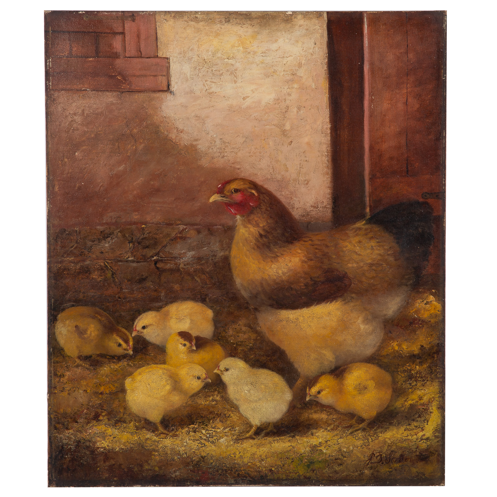 Appraisal: J D SORVER HEN AND CHICKS OIL American th century