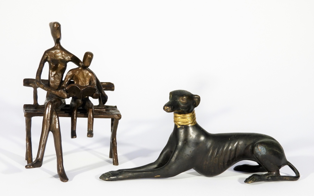 Appraisal: MODERN ART DECO BRONZE DOG AND FAMILY STATUES Europe th