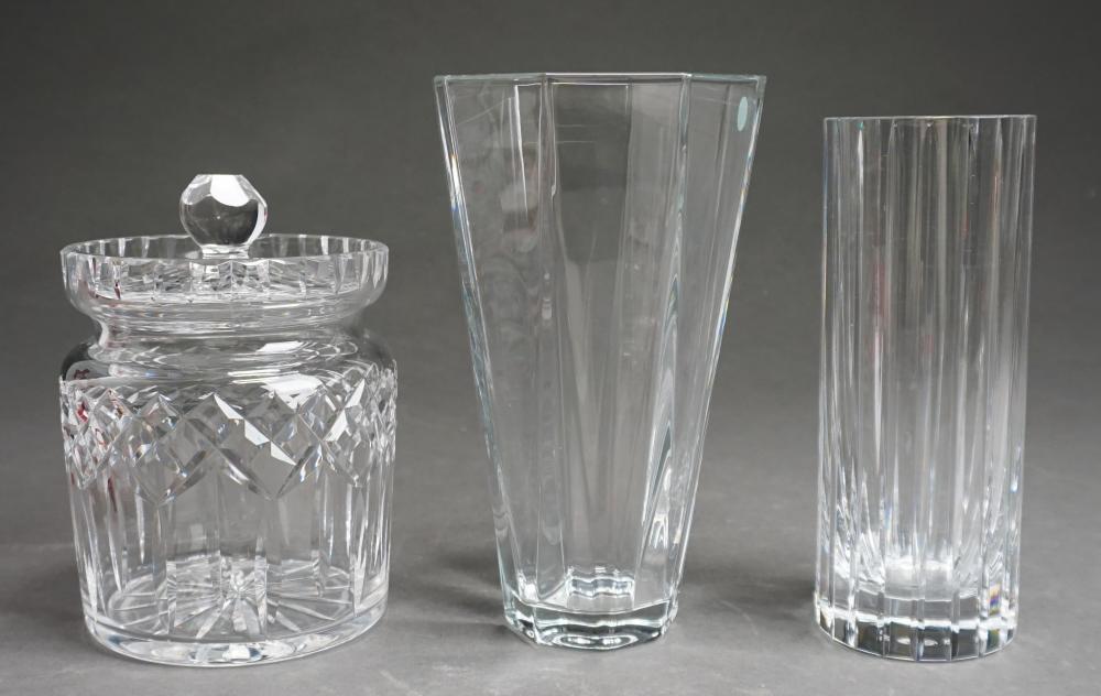 Appraisal: THREE CRYSTAL TABLE ARTICLES INCLUDING TIFFANY CO VASE BACCARAT VASE