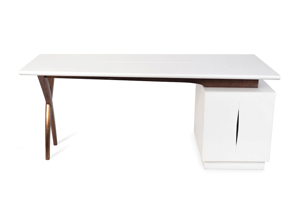 Appraisal: A Christopher Guy Mon Bureau Ivory Lacquer Desk Height x