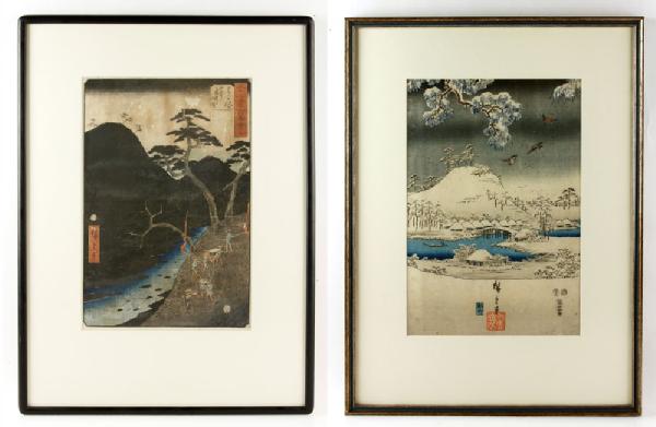 Appraisal: - Japanese Woodblock Prints Two Japanese woodblock prints both identified