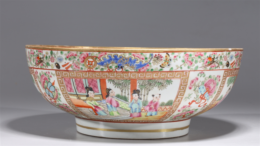 Appraisal: Chinese famille rose enameled porcelain Export Style porcelain bowl with