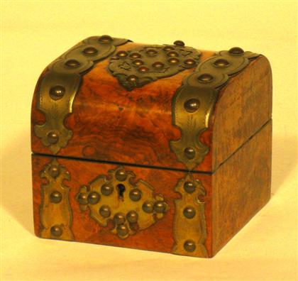 Appraisal: Continental burl walnut and brass bound fragrance box th century