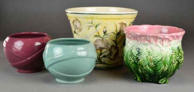 Appraisal: Hall Pottery Majolica Oriental PlantersConsisting of two similar planters in