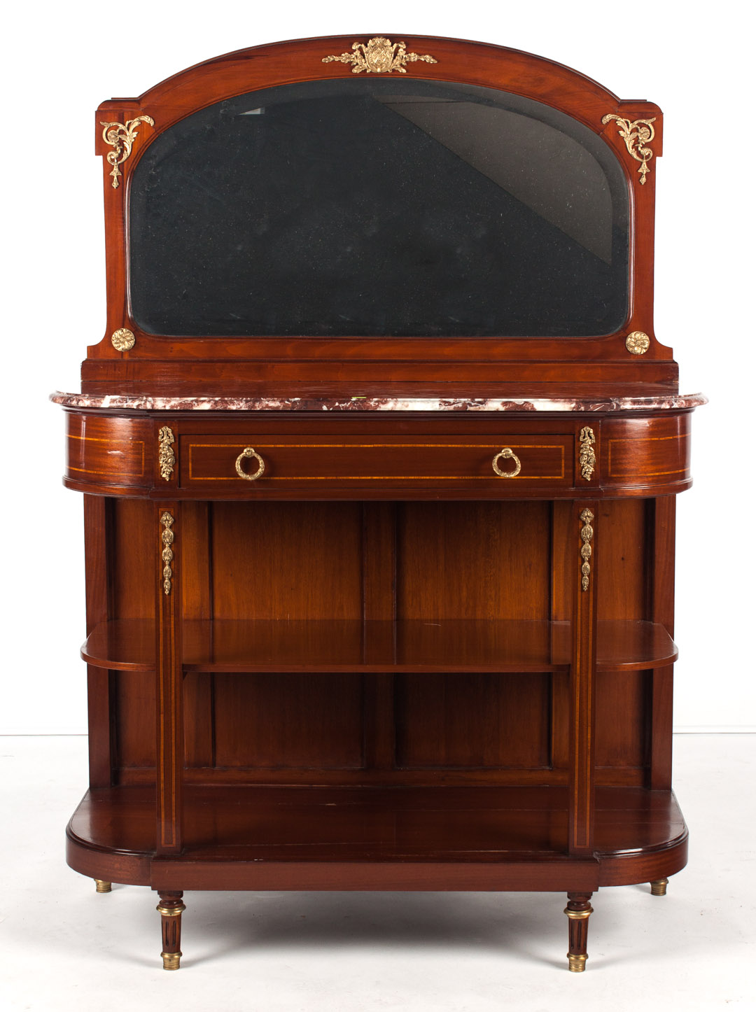 Appraisal: Napoleon III mahogany console desserte late th century variegated rouge