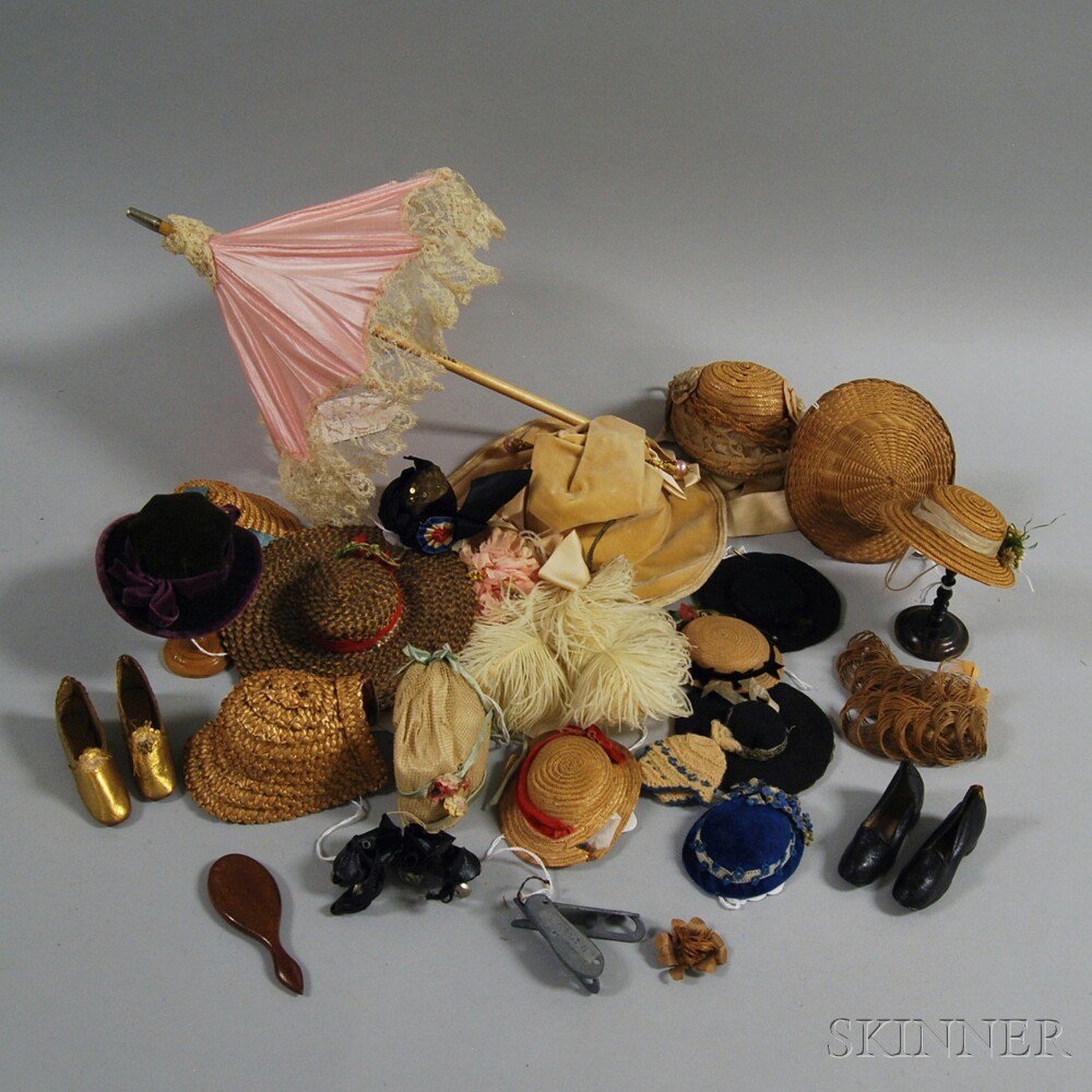 Appraisal: Small Group of Doll Hats and Accessories including straw hats