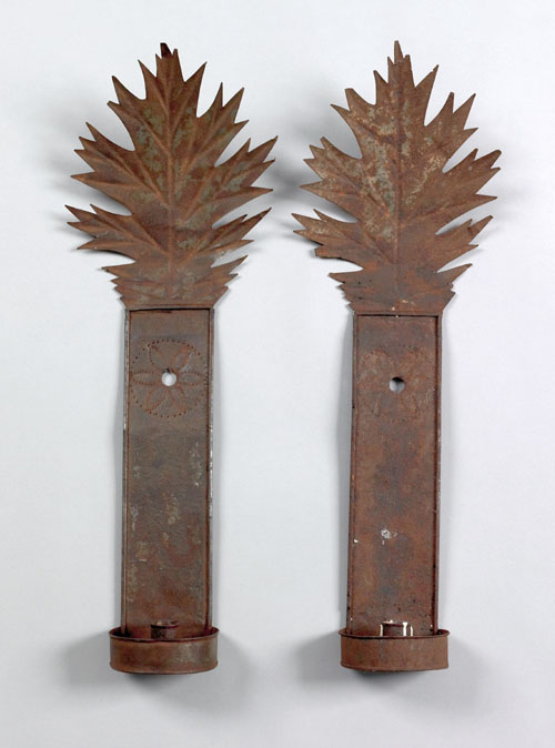 Appraisal: Pair of tinned sheet iron sconces early th c with