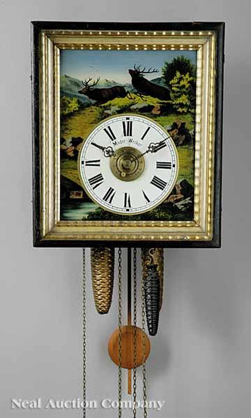 Appraisal: A Continental Painted and Ebonized Picture Frame Clock late th