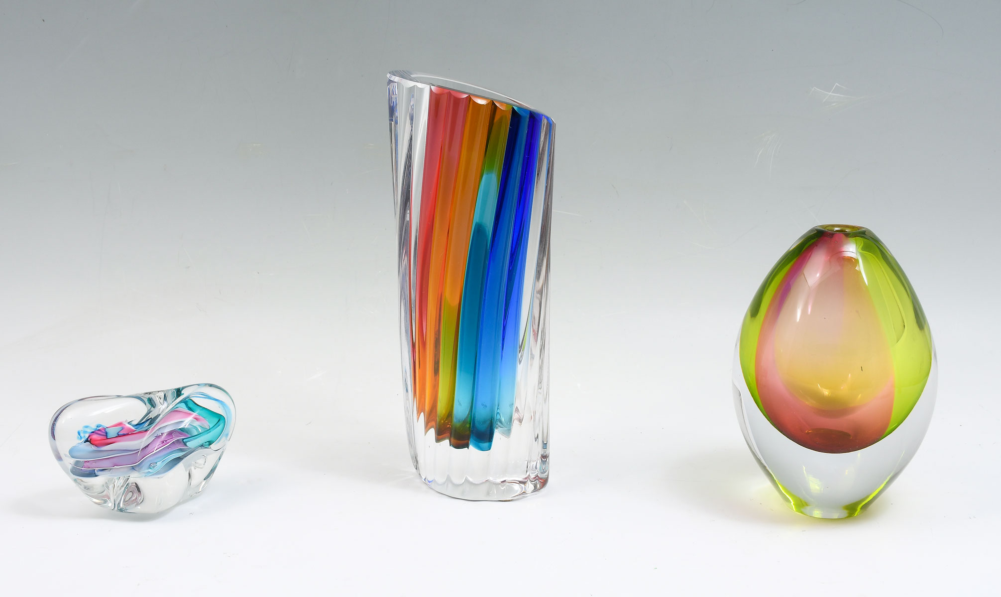 Appraisal: PC SIGNED ART GLASS COLLECTION Comprising - Kosta Boda vase