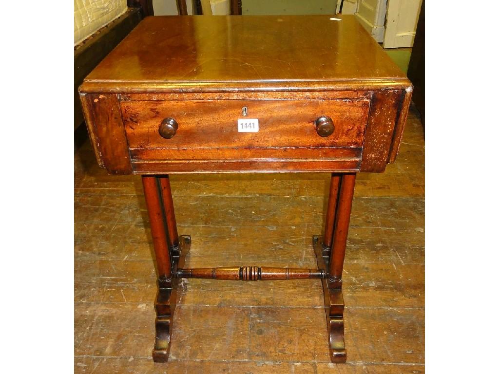 Appraisal: A th century mahogany sewing work table fitted with one