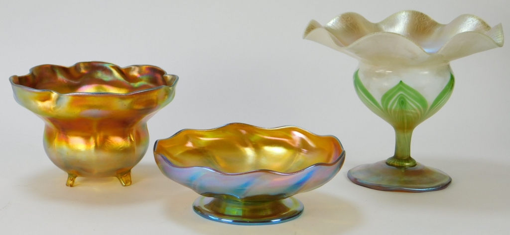 Appraisal: PC AFT TIFFANY FAVRILE GLASS BOWLS United States th CenturyIncludes