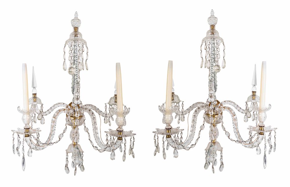 Appraisal: A Pair of Louis XV Style Cased and Faceted Glass