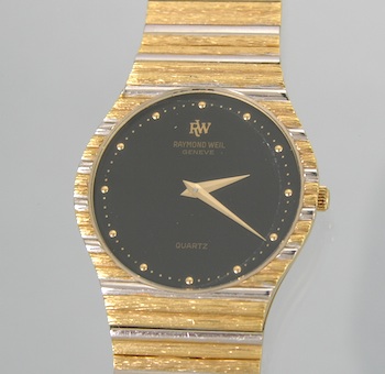 Appraisal: A Gentleman's Raymond Weil Two-Tone Wristwatch A two-tone k gold