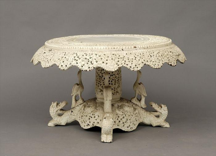 Appraisal: Anglo-Indian White Painted Carved Hardwood Center Table in in diam