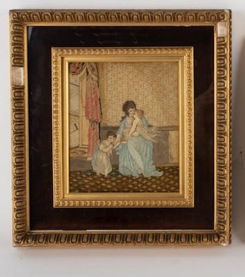 Appraisal: A Georgian needlework picture depicting a mother and children in