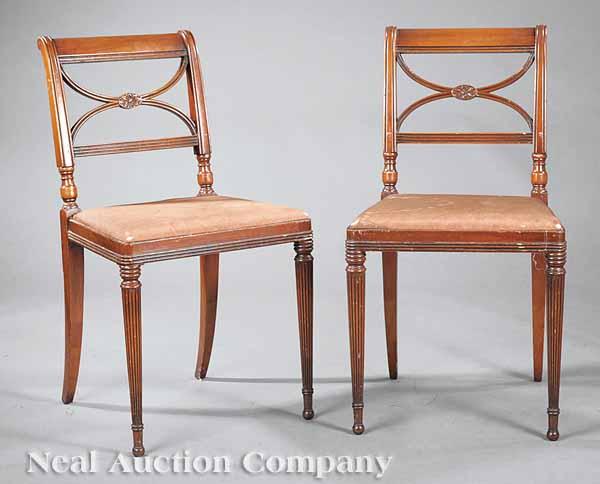 Appraisal: A Pair of Regency-Style Mahogany Side Chairs retailed by Lord