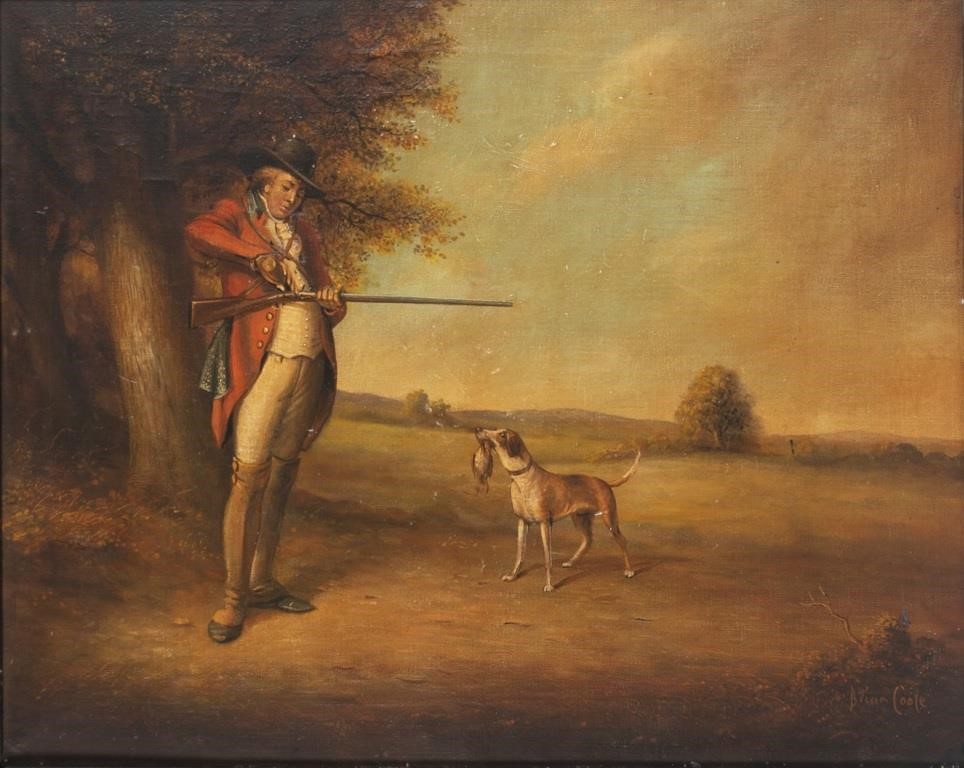 Appraisal: Hunter and Dog signed Brian Coole lower right oil on