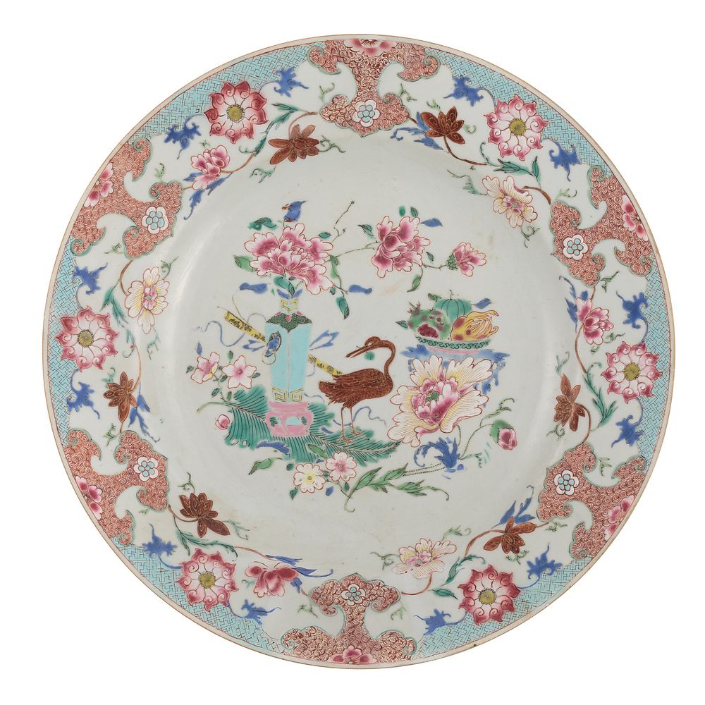 Appraisal: Chinese Export Famille Rose Charger Circa - floral and cross