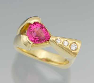 Appraisal: A Ladies' Pink Tourmaline and Diamond Ring k yellow gold