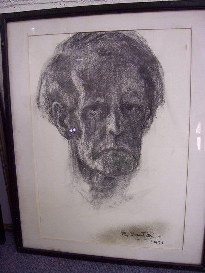 Appraisal: Rudolf Helmut Sauter Self Portraitsigned and datedcharcoal cm x cm