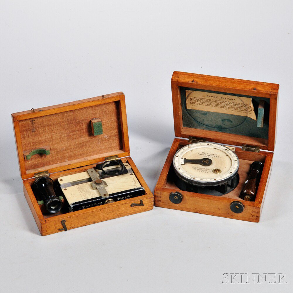 Appraisal: Two Boxed Navigational Instruments England early th century -in ivorine