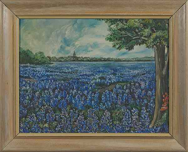 Appraisal: Landscape with Bluebonnets by Elsie M Sterling Oil on Canvas