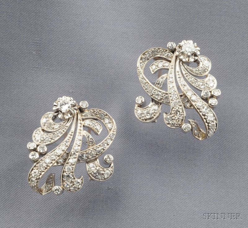 Appraisal: Pair of kt White Gold and Diamond Dress Clips each