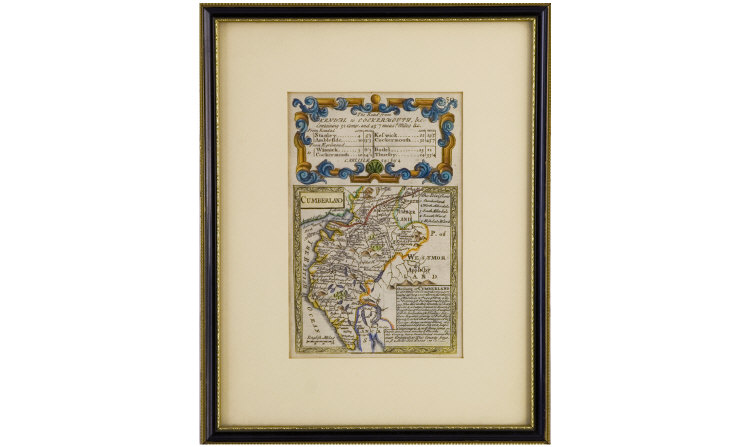 Appraisal: Old Framed Map of Cumberland Within a black and gold