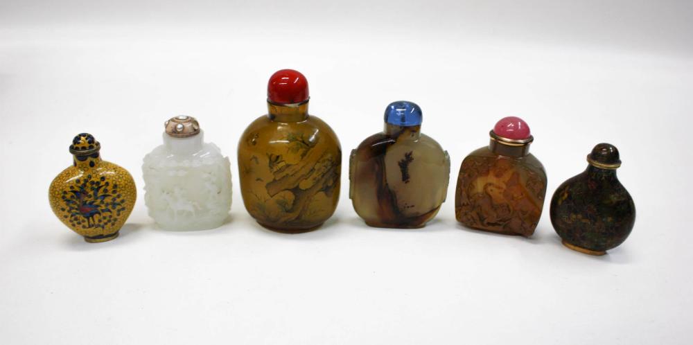 Appraisal: COLLECTION OF SIX CHINESE SNUFF BOTTLES of various forms and