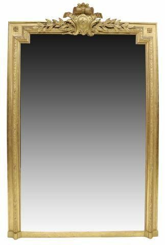 Appraisal: Monumental French Louis XVI style giltwood mirror late th c