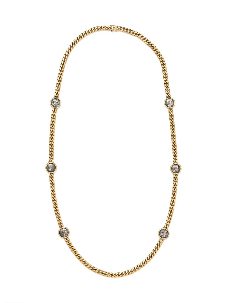 Appraisal: BVLGARI YELLOW GOLD AND ANCIENT ROMAN COIN LONGCHAIN NECKLACE BVLGARI